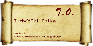 Turbéki Opika névjegykártya